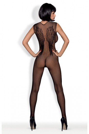 Bodystocking mit Flügelmotiv schwarz