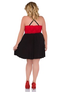 Chemise Kleid in schwarz/rot