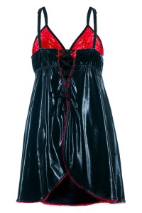 Plus Size Chemise schwarz mit roter Spitze