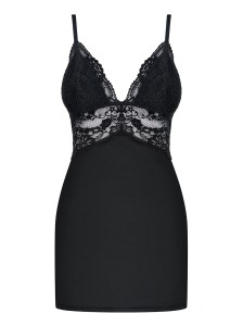 Elegantes Chemise in schwarz mit String