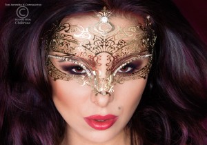 venezianischen Messing-Maske in Gold mit Strass