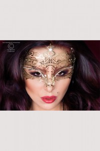 venezianischen Messing-Maske in Gold mit Strass