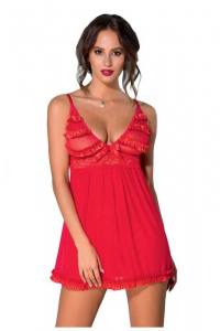 Rotes Babydoll mit String