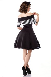 Schulterfreies Vintage-Kleid mit Dots oder Streifen