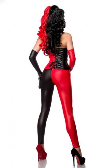 Sexy Harlekinkostüm: Bad Harlequin in Rot, Schwarz