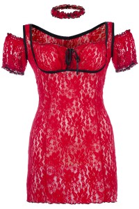 Spitzen-Chemise in Schwarz, Rot von Andalea